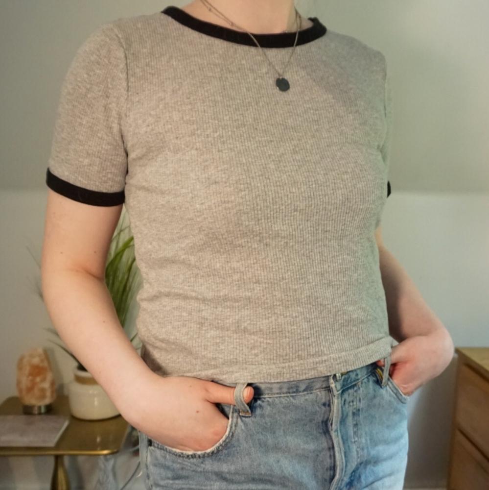 Grey and black top